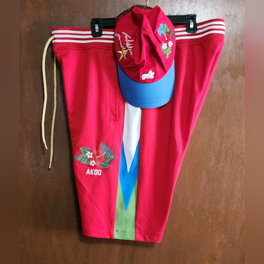Red AKOO Shorts and Cap Set